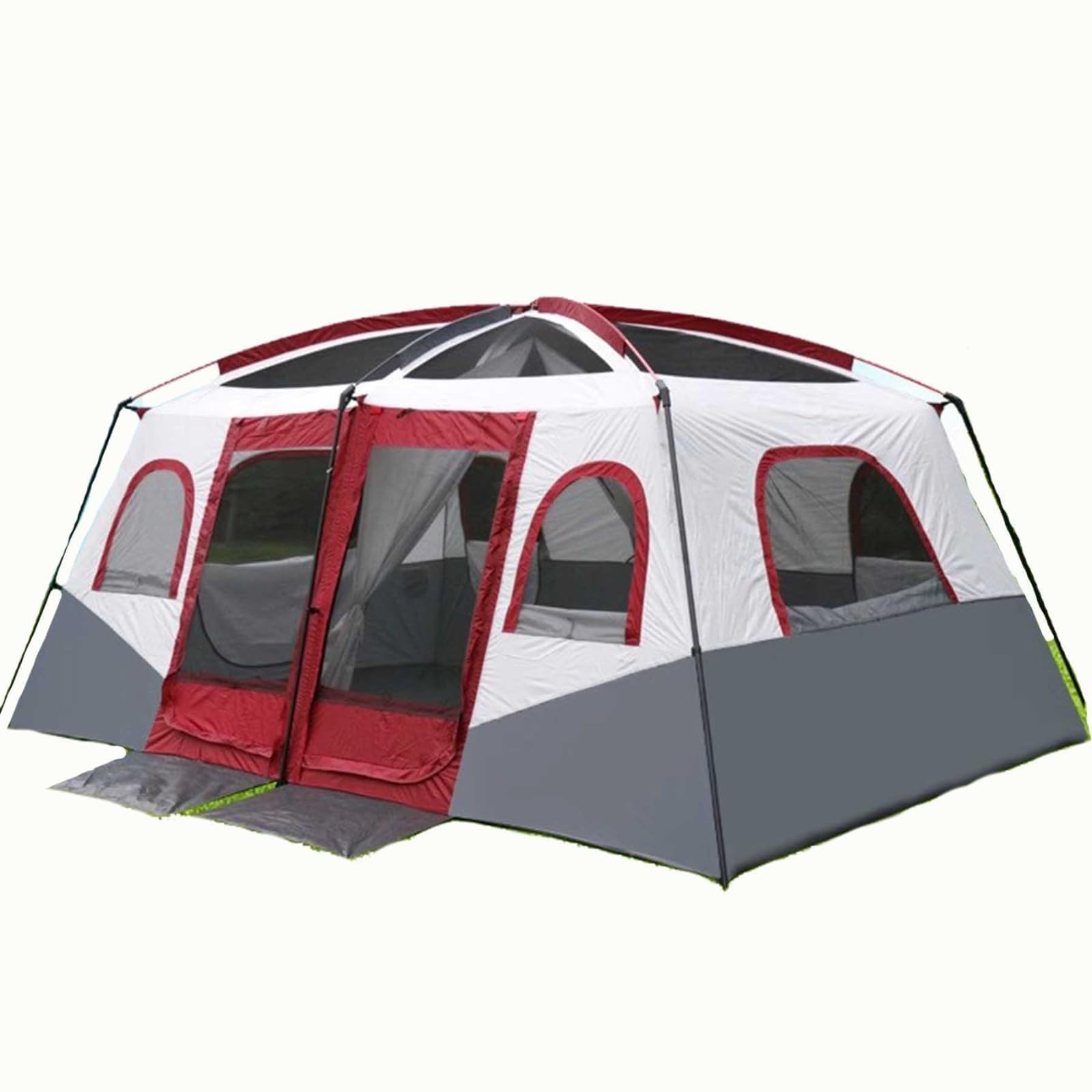 Outdoor Family Camping Tent, 4-6/8-12 Person, 2 Darkened Bedrooms, 360° Panoramic View Festival Dome Tent, Stable Steel Pole Construction, Waterproof Windproof, Easy Setup for Hiking & Family
