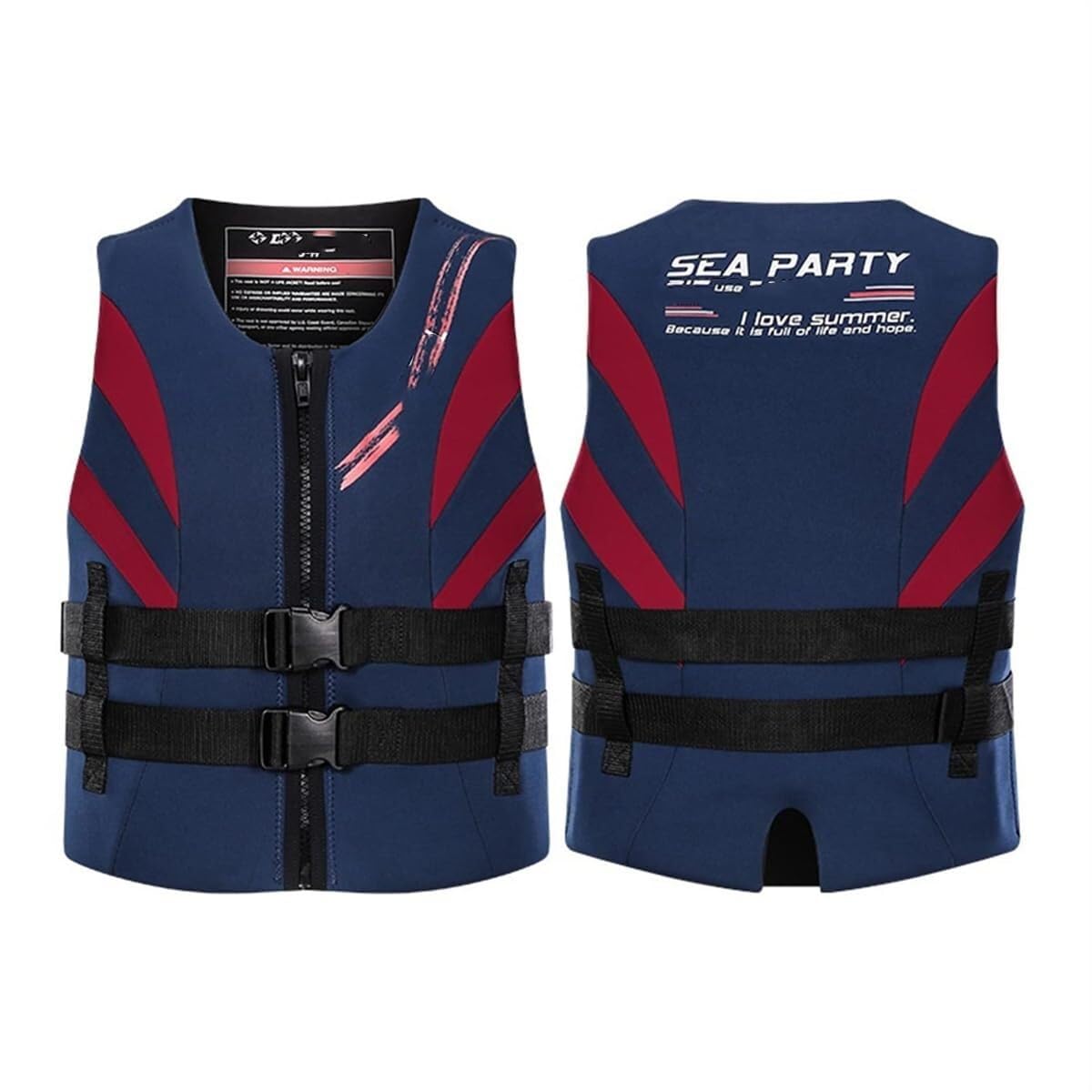 Adjustable Life Jacket for Adults, High Buoyancy PFD Vest with Safety Buckles, Quick-Dry Neoprene Aid, for Kayaking, Boating, Fishing, Watersports(black)