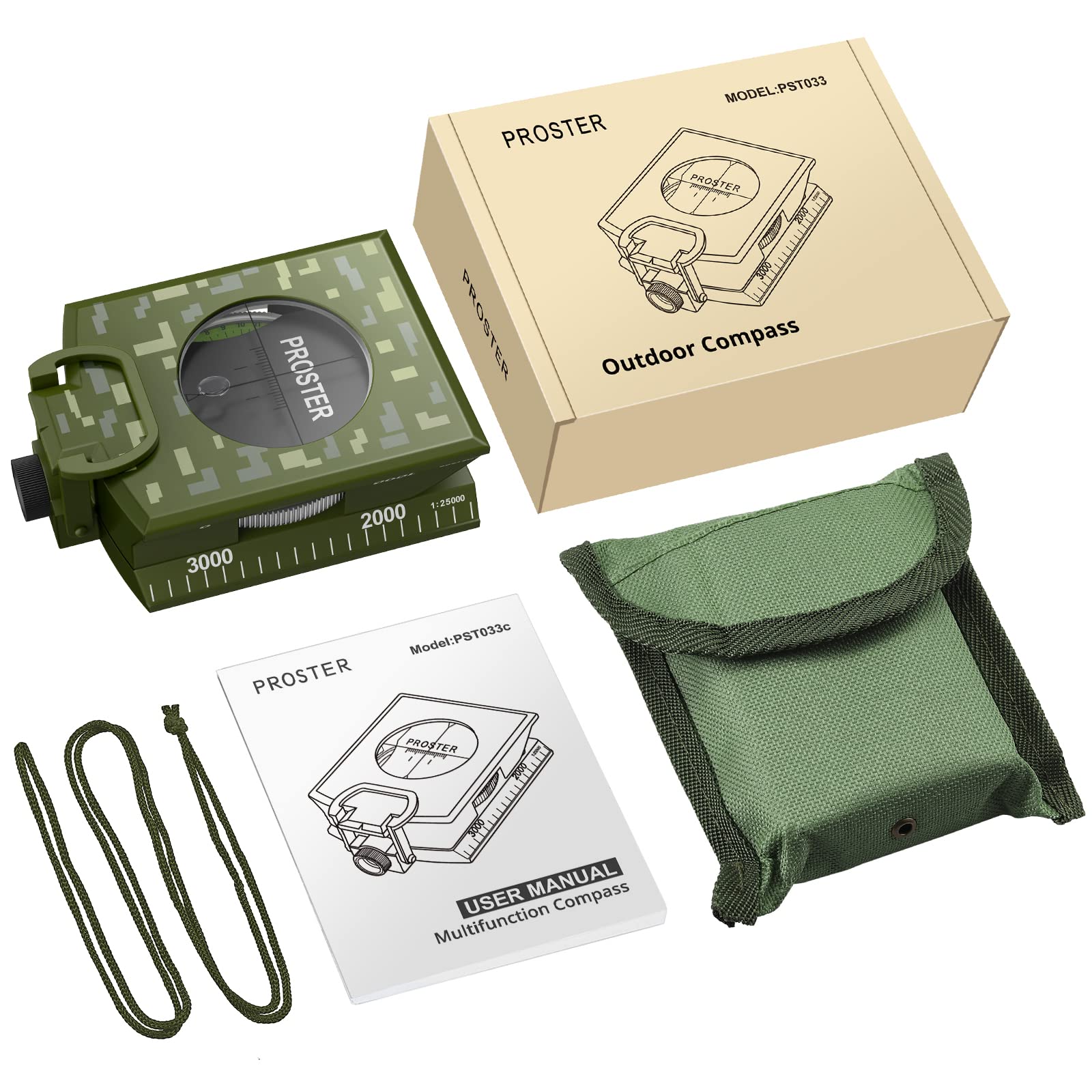 Proster Tactical Compass (Model TOPTL460)