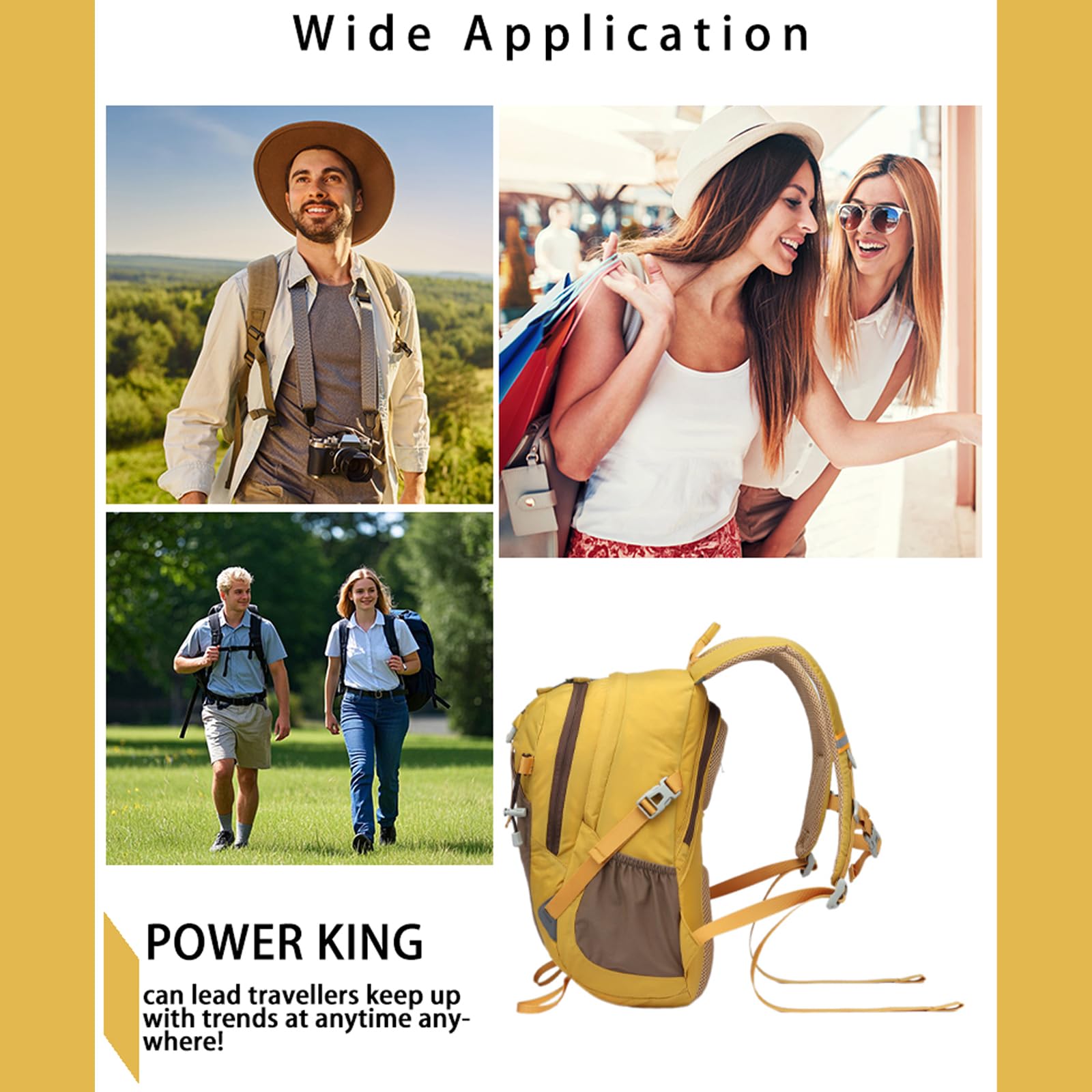 POWER KING 30L Foldable Hiking Backpack – Yellow