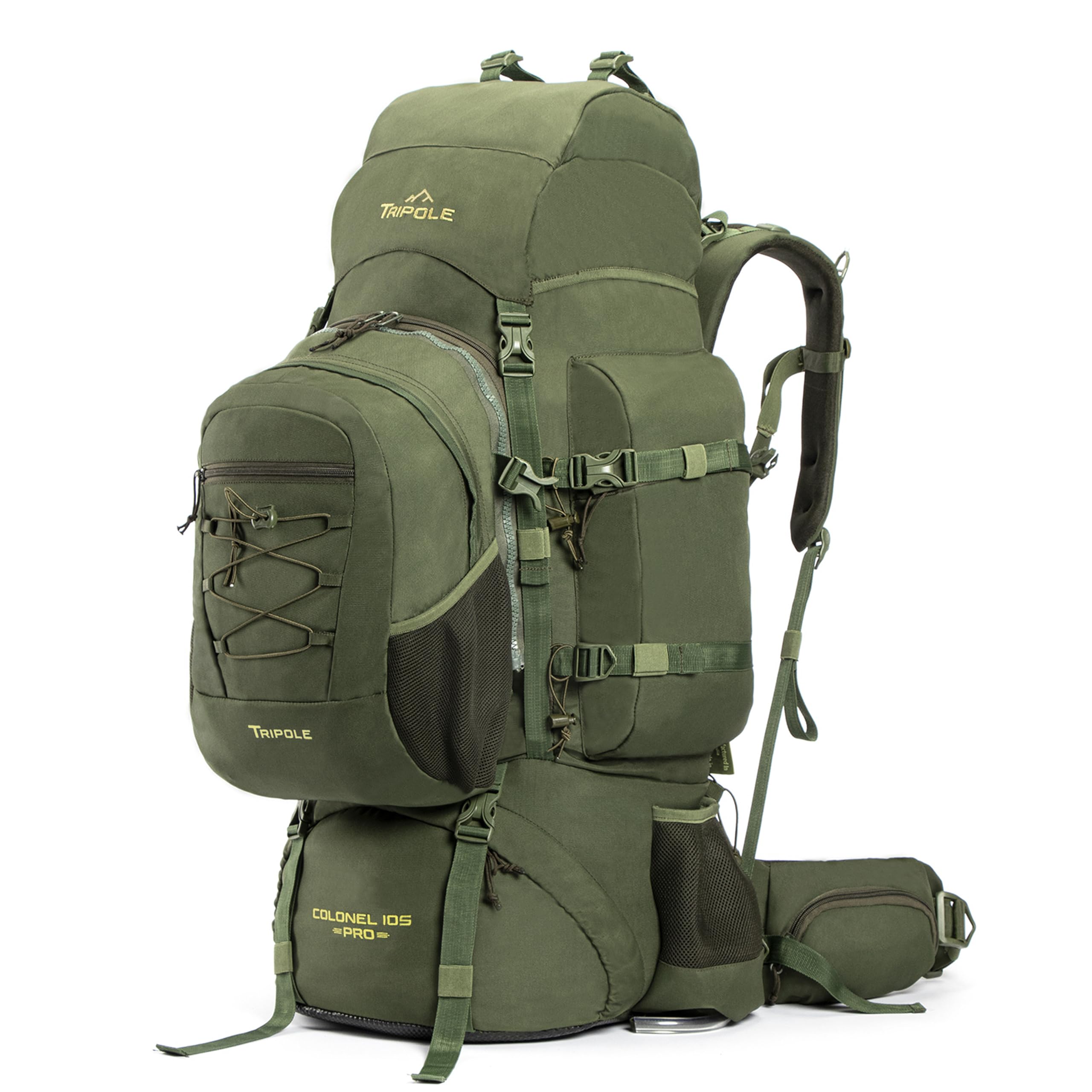 Tripole Colonel 95L Rucksack with 15L Detachable Daypack – Army Green