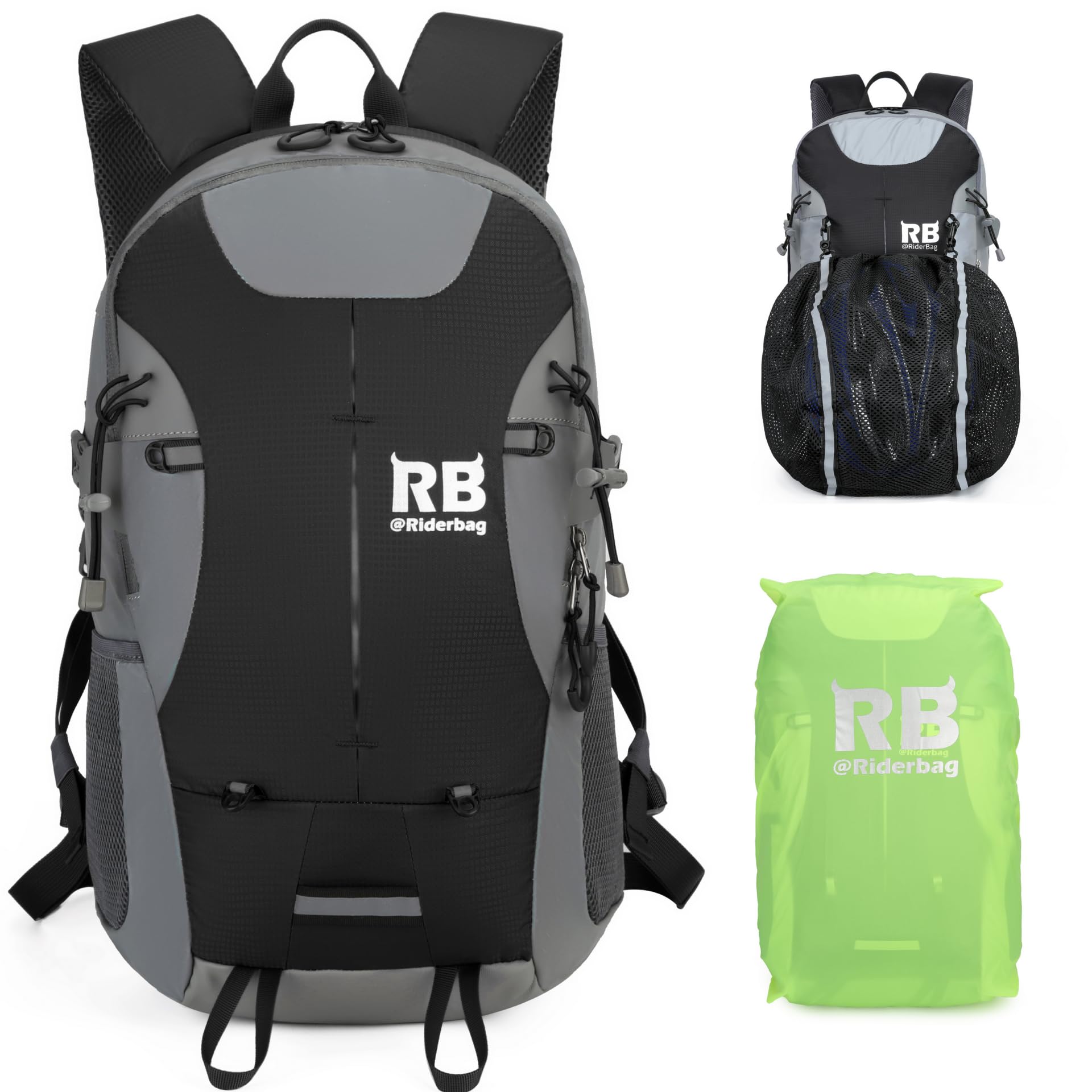Riderbag Reflektor35 – Reflective Safety Backpack (Black, 35L)