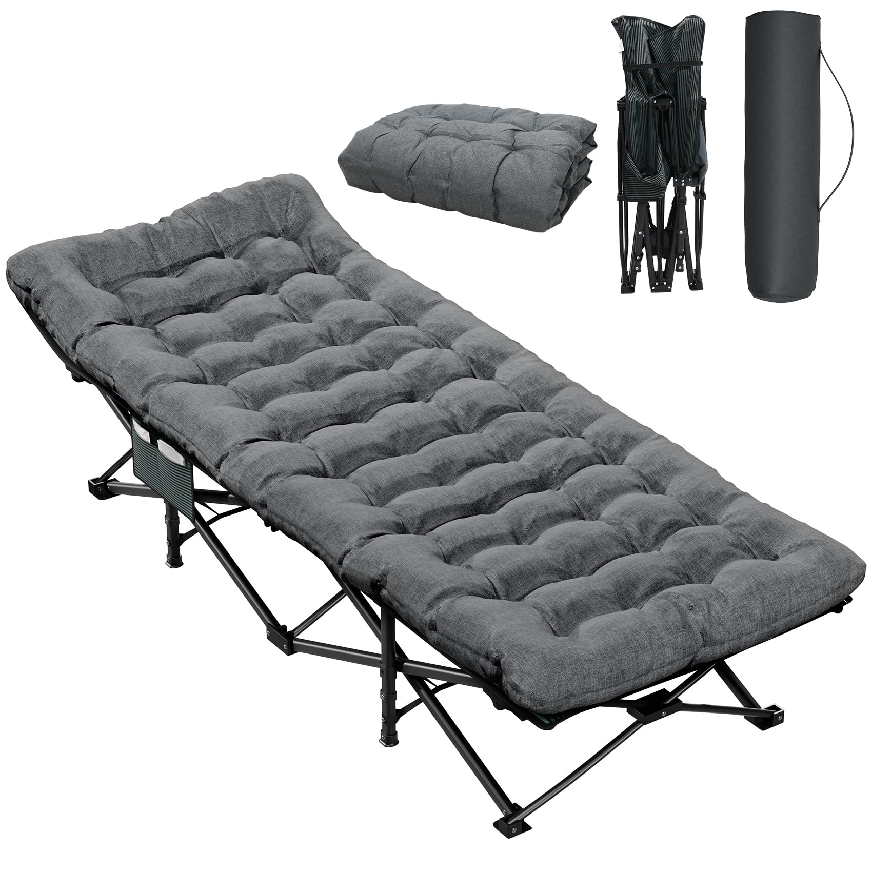 OWISH Foldable Camping Cot with Mattress – Reddish Brown