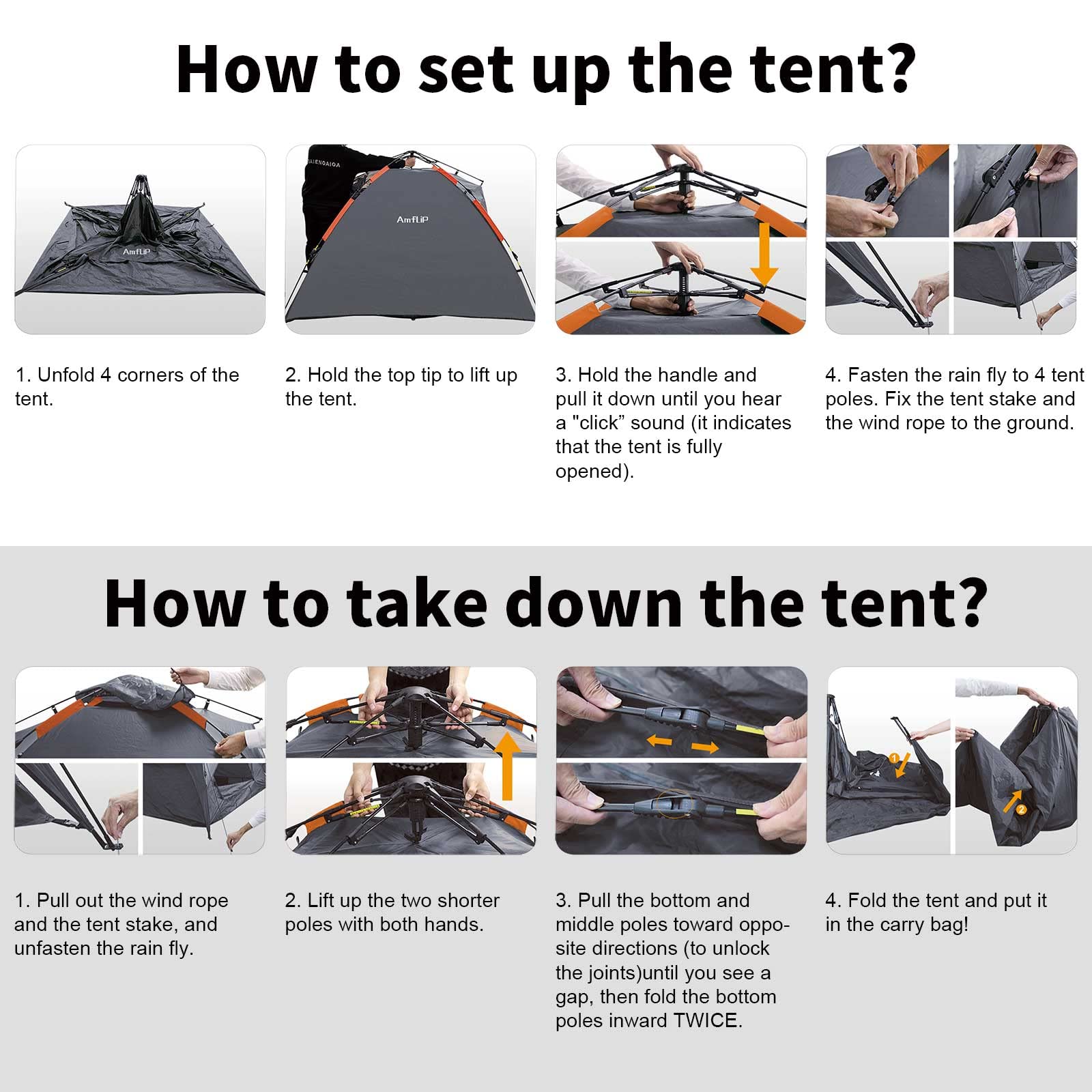 Amflip Pop-Up Camping Tent – Grey