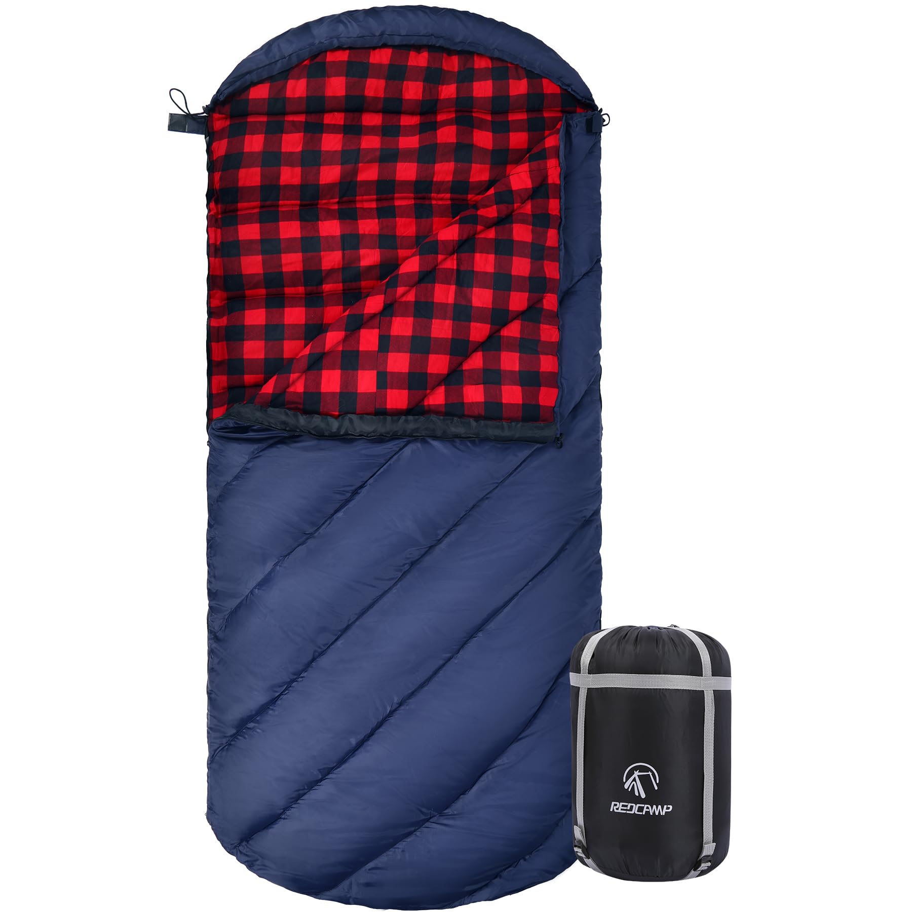 REDCAMP Extra-Wide Flannel Sleeping Bag – Red (4.4 lbs / 2 KG Filling)