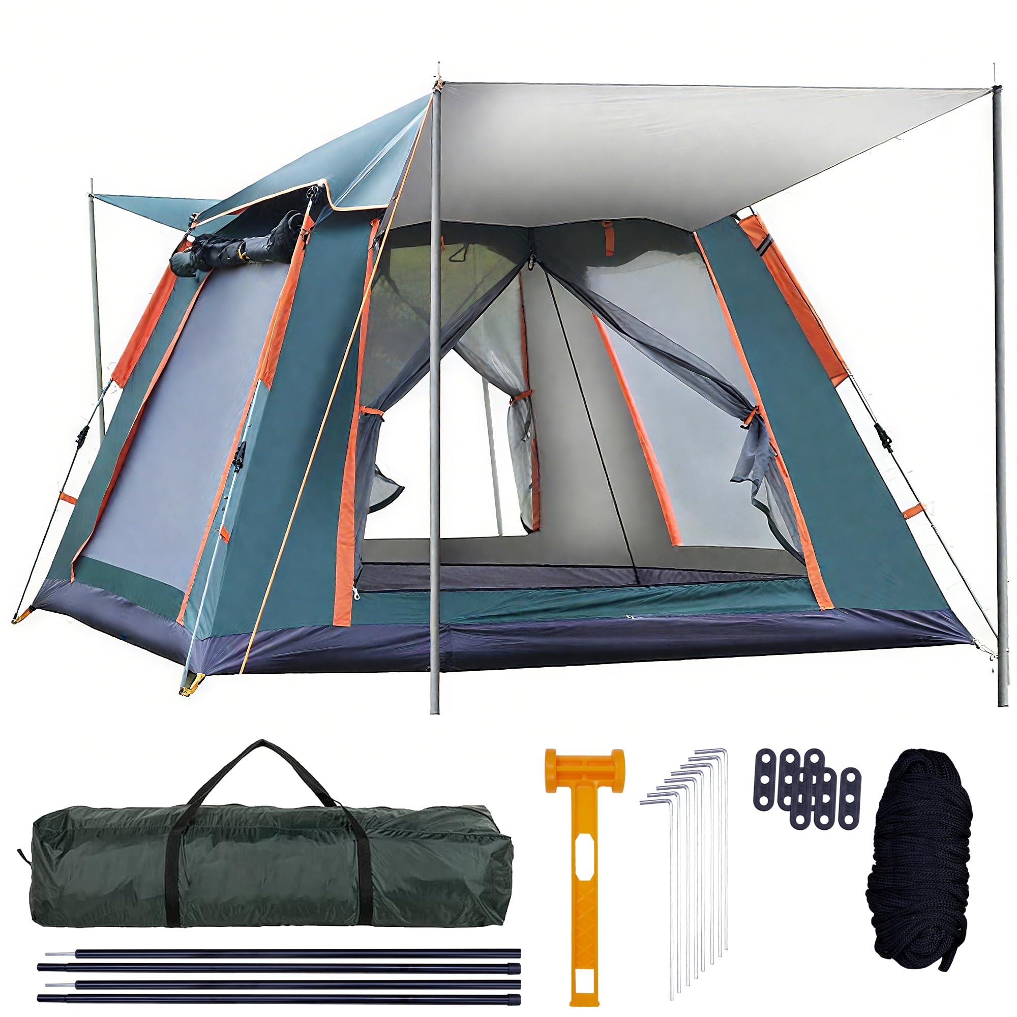 QQ CAT Pop-Up Family Dome Tent – Green