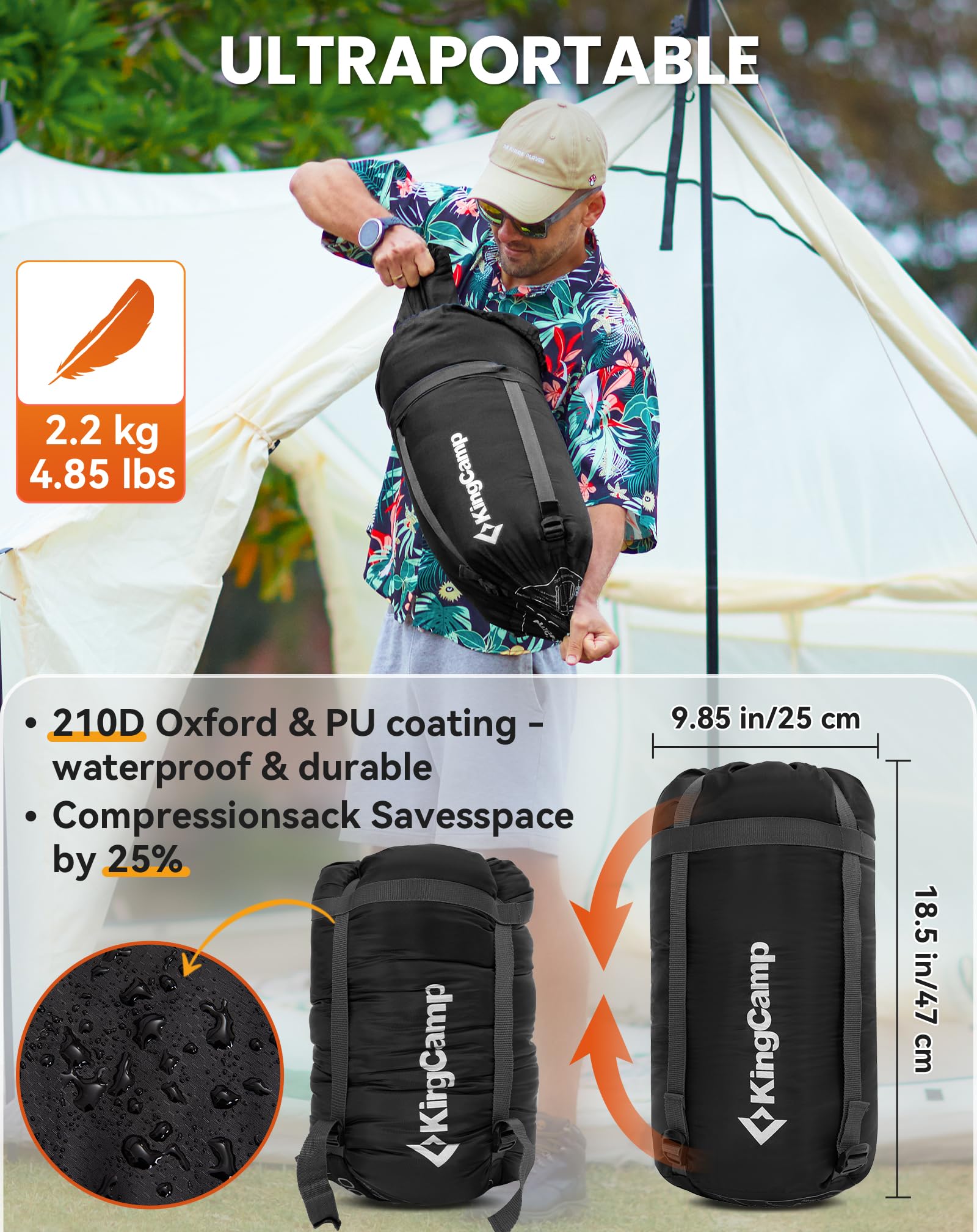 KingCamp Everyday 4-Season Sleeping Bag – Black